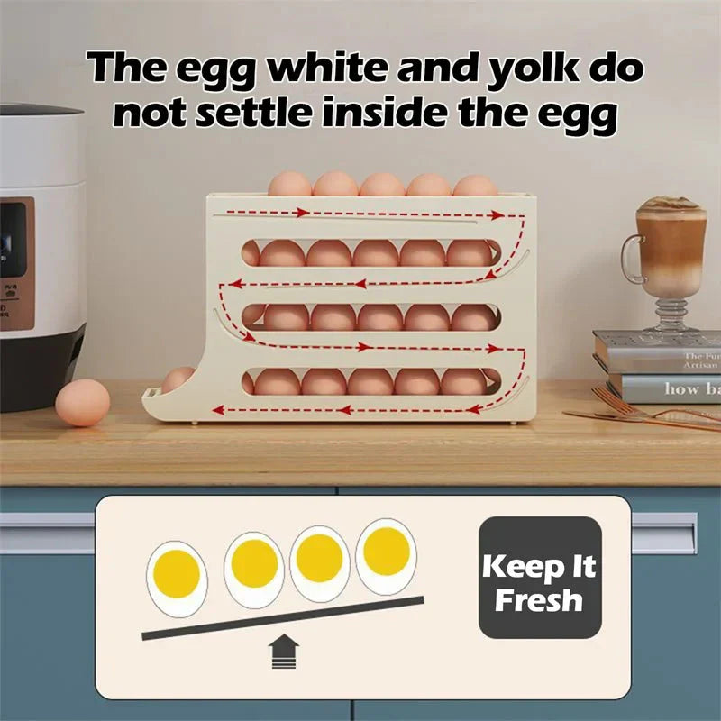 Rullende eggstativ holder plassbesparende egg lagringsboks | Skanto