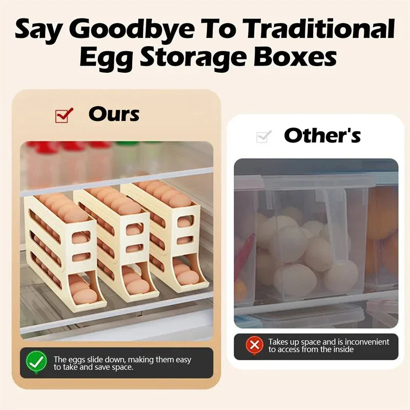 Rullende eggstativ holder plassbesparende egg lagringsboks | Skanto