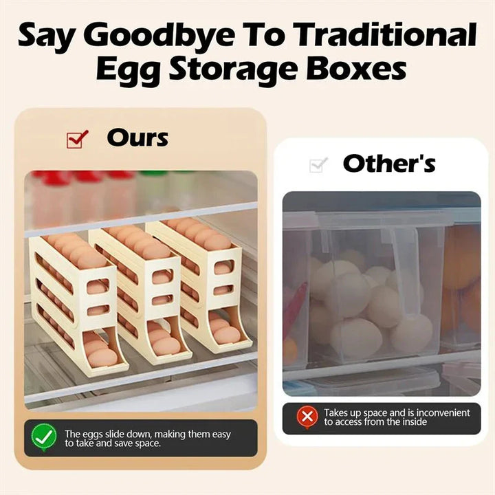 Rullende eggstativ holder plassbesparende egg lagringsboks | Skanto