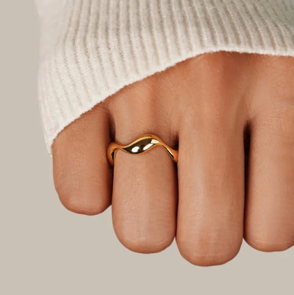 Skanto | SEARISE RING – Justerbar Minimalistisk Sølvring med Havdesign
