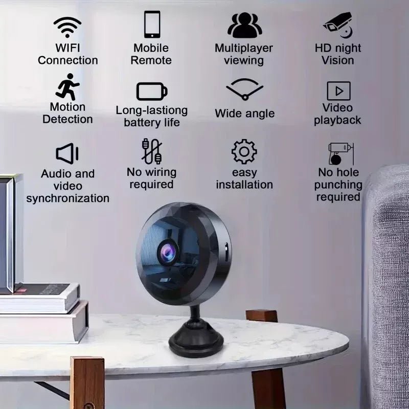 Skanto | OPTIGUARD – Magnetisk Mini WiFi Kamera 1080P HD med Nattseende & Bevegelsesdeteksjon