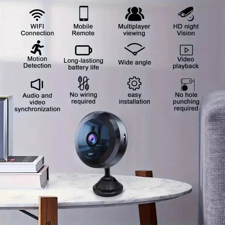 Skanto | OPTIGUARD – Magnetisk Mini WiFi Kamera 1080P HD med Nattseende & Bevegelsesdeteksjon
