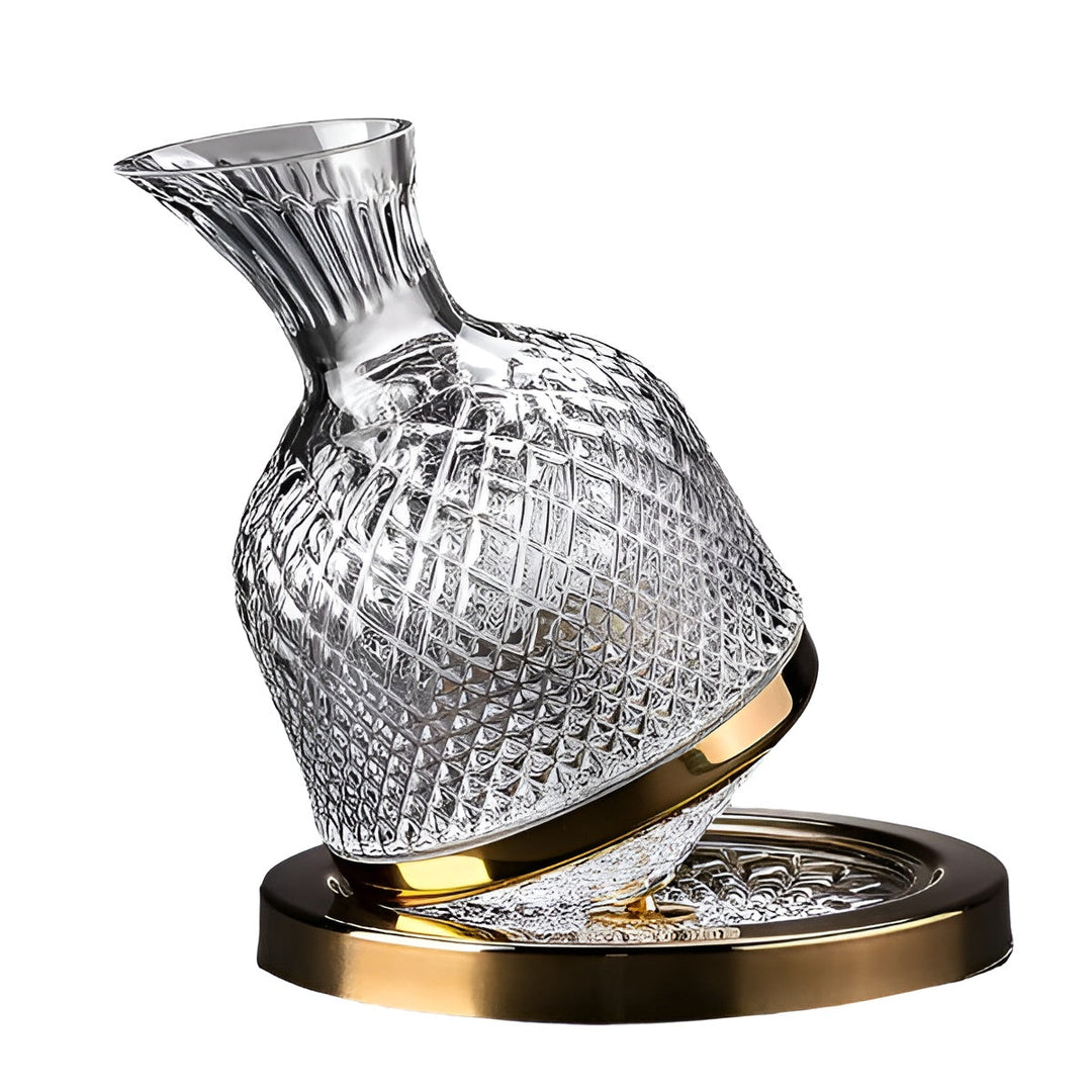 Krystall Glass Karaffel – 360° Rotérbar og Elegant | 1,5 L Vin og Drikke Dispenser | Skanto