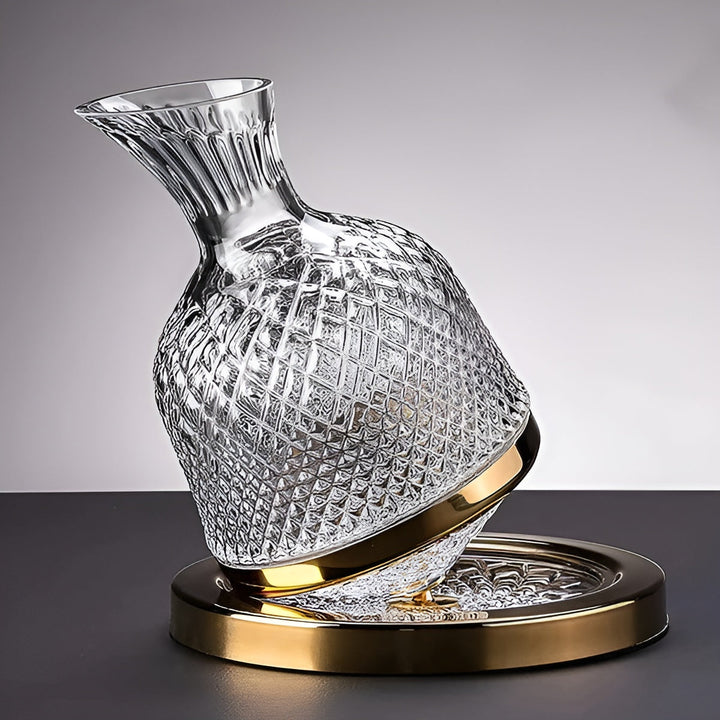 Krystall Glass Karaffel – 360° Rotérbar og Elegant | 1,5 L Vin og Drikke Dispenser | Skanto