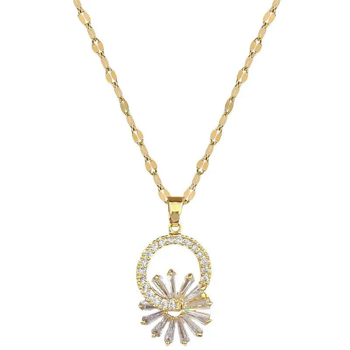 Skanto | Glitrende Floral Diamond Halskjede og Øredobber