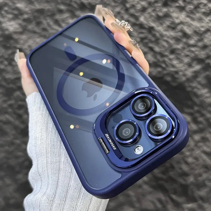Skanto | Støtsikker magnetisk telefonskjerm med glasslinsebeskytter og stativ – 1+1 GRATIS