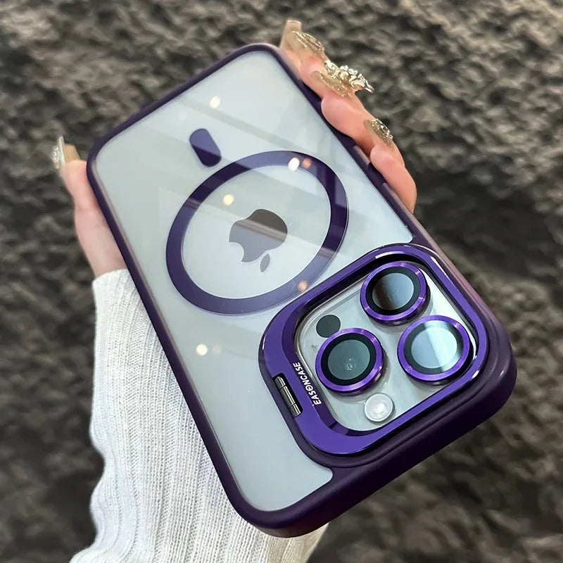 Skanto | Støtsikker magnetisk telefonskjerm med glasslinsebeskytter og stativ – 1+1 GRATIS