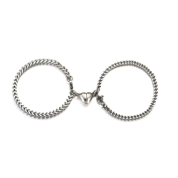 Skanto | Enkel Par Cuban Magnetisk Hjerte Armbånd Sett