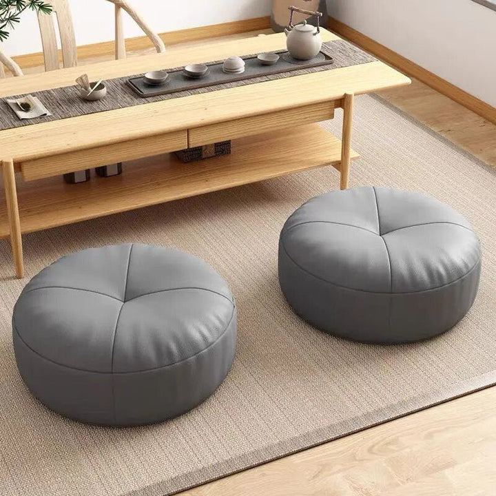 ZenCushion – Runde japanske setekuddeler laget av nappa-lær i Tatami-stil | Skanto