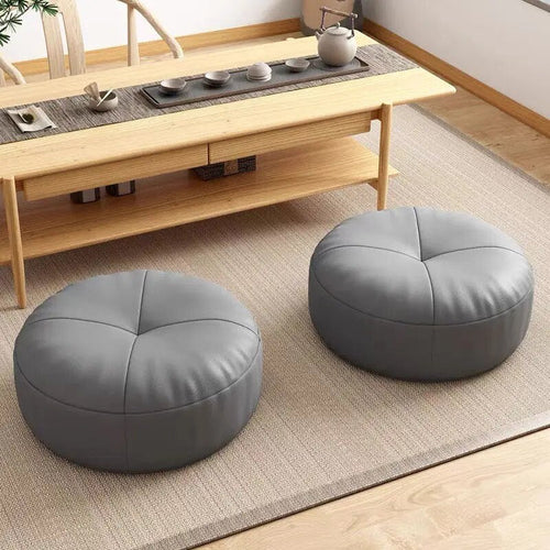 ZenCushion – Runde japanske setekuddeler laget av nappa-lær i Tatami-stil | Skanto
