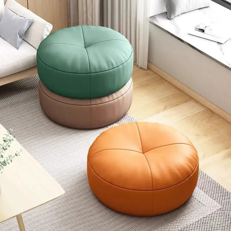 ZenCushion – Runde japanske setekuddeler laget av nappa-lær i Tatami-stil | Skanto