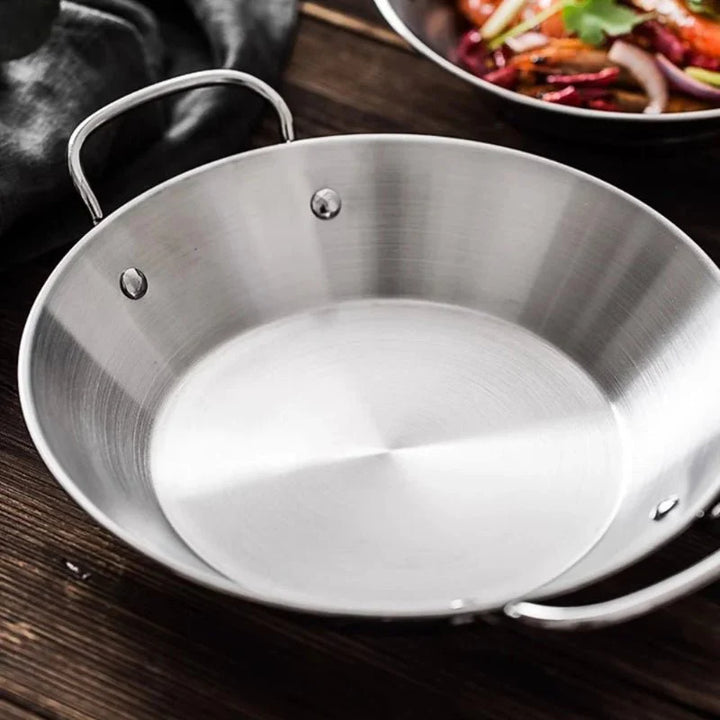 Skanto | SizzleServe – Flat Rustfritt Stål Panne med Doble Stekeplater