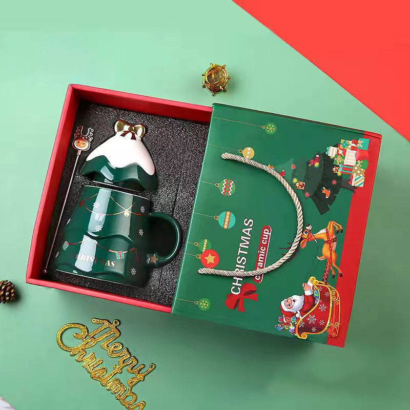 Norvo | Julegavekopp med lokk og omrører Stor kapasitet Keramisk kaffekopp