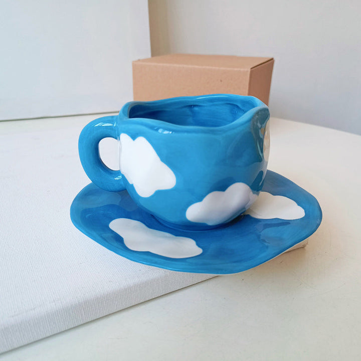 Håndmalt kreativ kaffekopp, keramisk tekopp og fatsett | Skanto