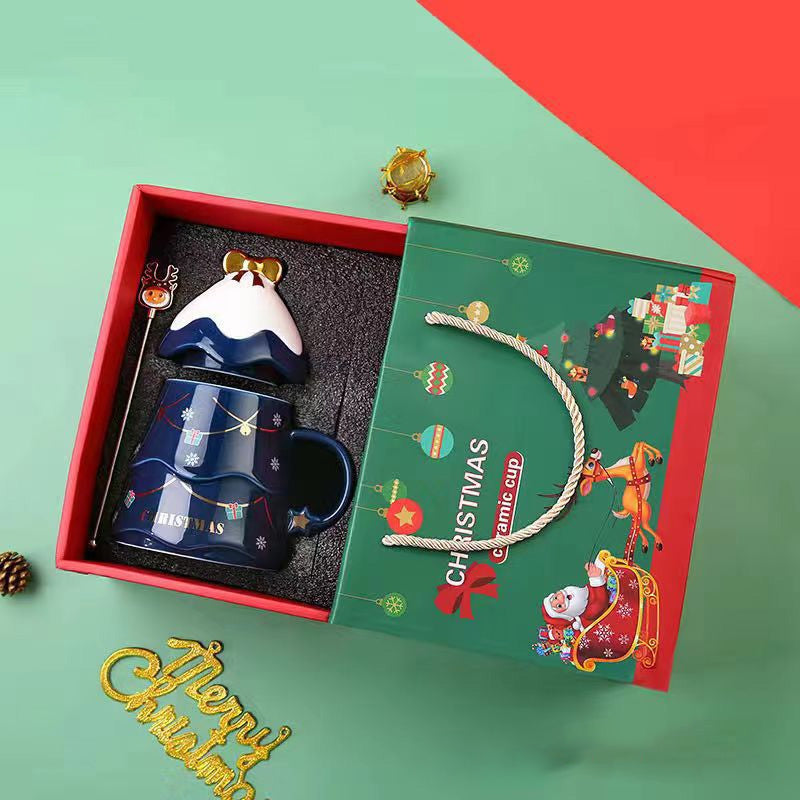 Norvo | Julegavekopp med lokk og omrører Stor kapasitet Keramisk kaffekopp