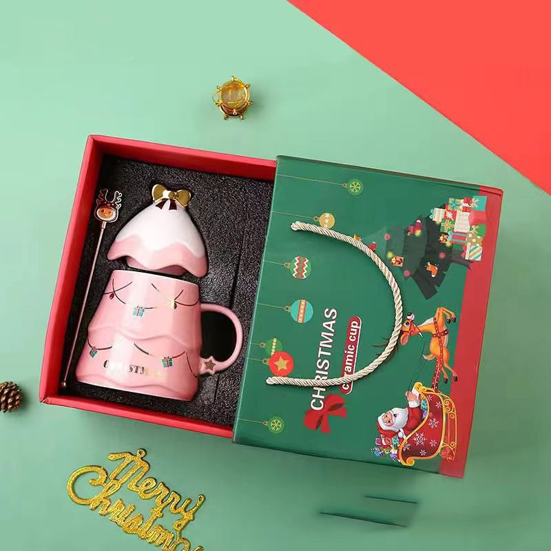 Norvo | Julegavekopp med lokk og omrører Stor kapasitet Keramisk kaffekopp