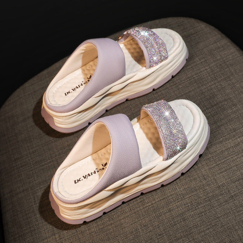 Skanto | Glitrende Rhinestone Hæl Sandaler