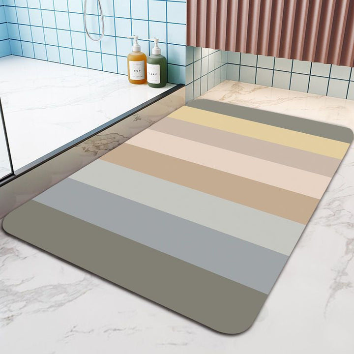 Non Slip Absorberende Stripete Gulvmatte, Hurtigtørkende Badbalconiteppe | Skanto