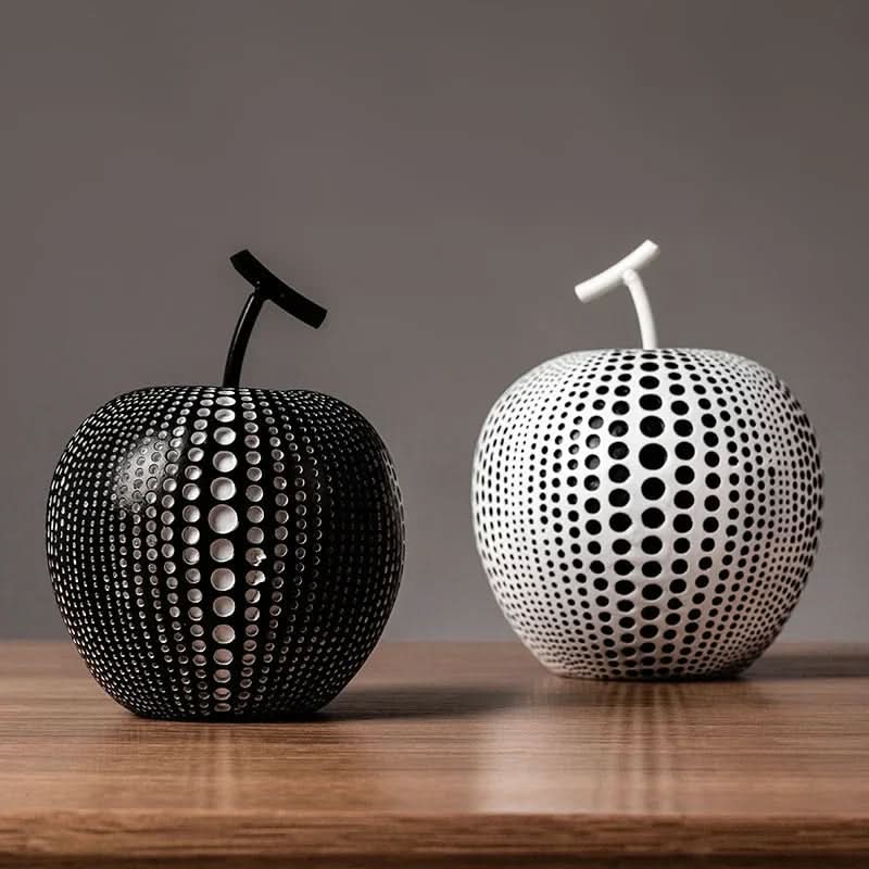 Dekorativ MonoApple-Figur – Apfel mit schwarzen und weißen Punkten