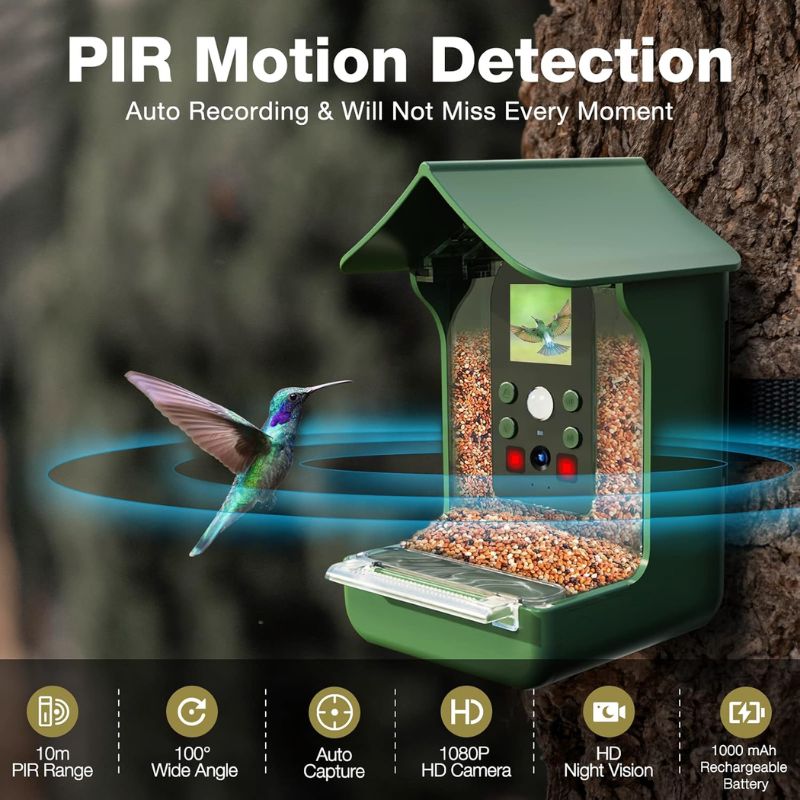 Skanto | Smart Bird Feeder med PIR bevegelsedeteksjon og automatisk opptak