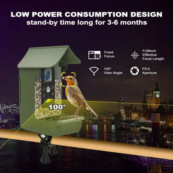 Skanto | Smart Bird Feeder med PIR bevegelsedeteksjon og automatisk opptak