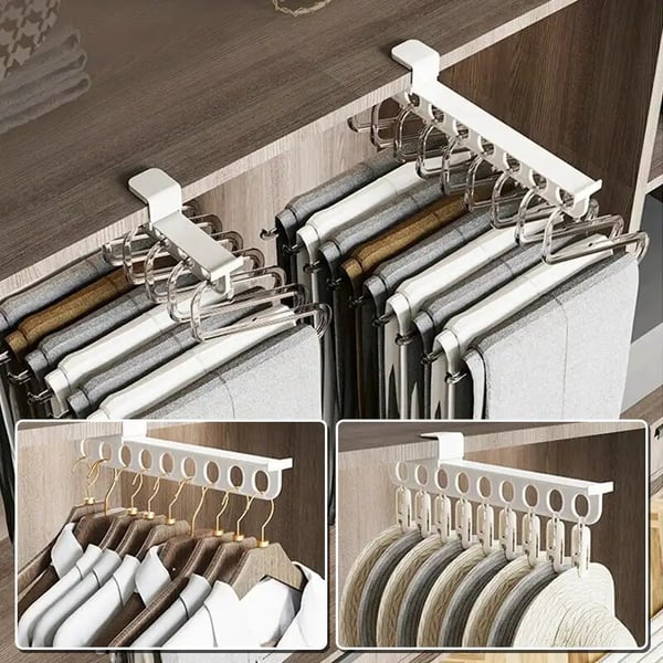 Norvo | SmartGlide Utrekksstativ – Plassbesparende Klessorganisator for Bukser, Skjerf, Slips – Lett Glidende System – Stilrent og Moderne Design