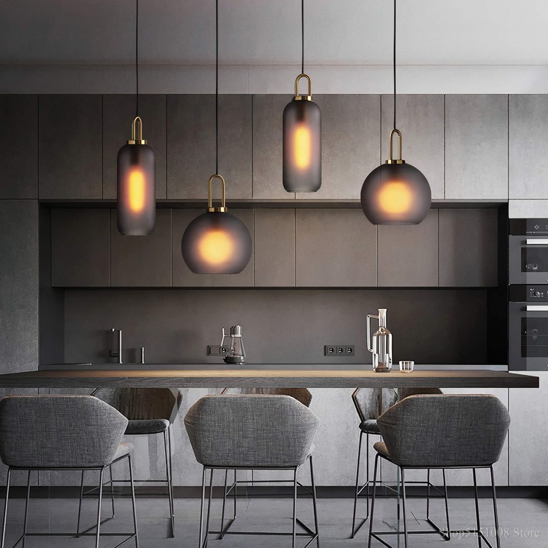 Røykfarget Glass Pendellampe – Industriell Taklampe for Kjøkken, Spisestue & Stue | Skanto