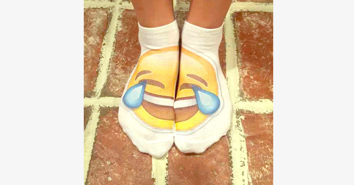 Skanto | 3D smilende emoji mote ensidig trykk bomull sokker