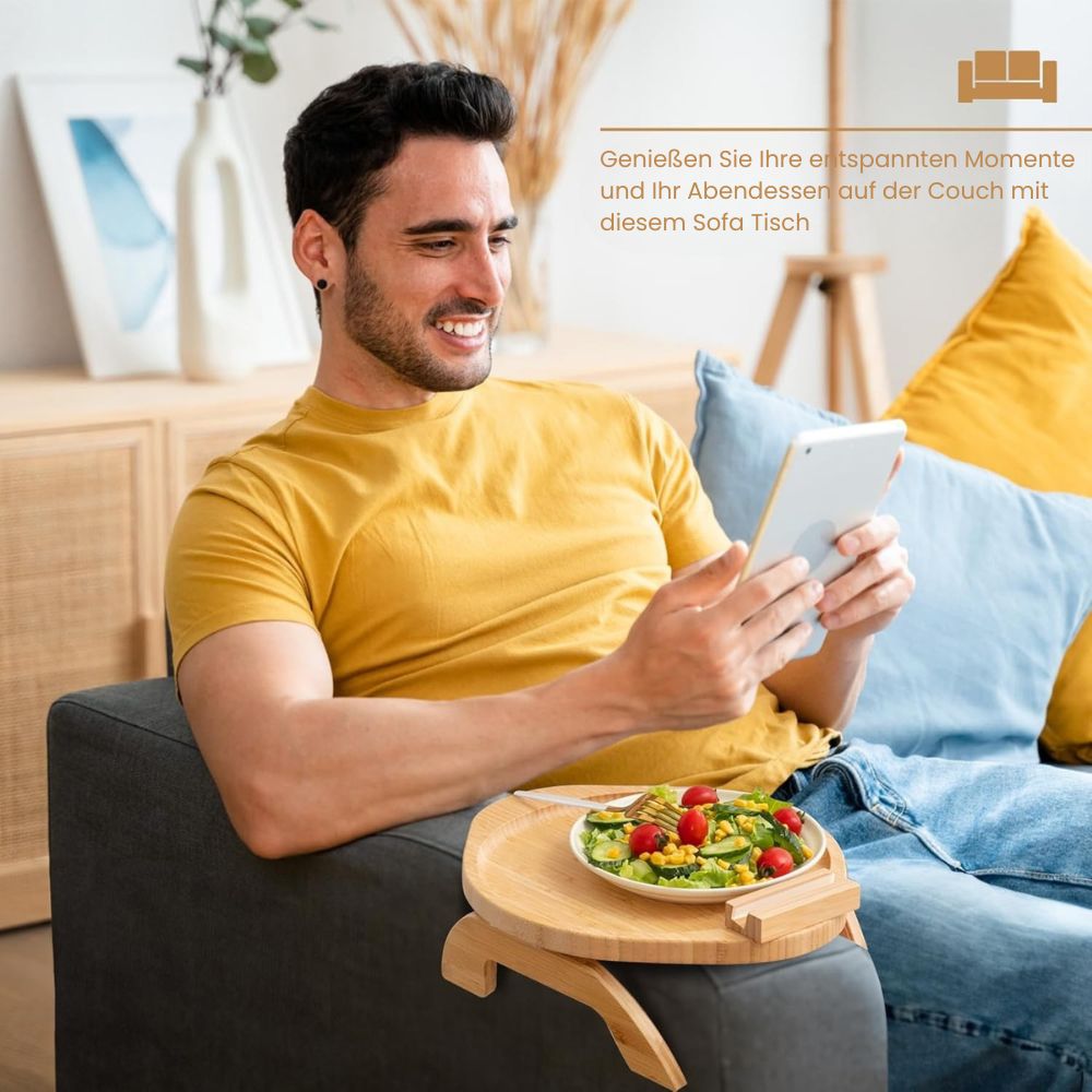 SofaNest Armlene Bord Tre Sofa Sidebord Med Telefonholder | Skanto