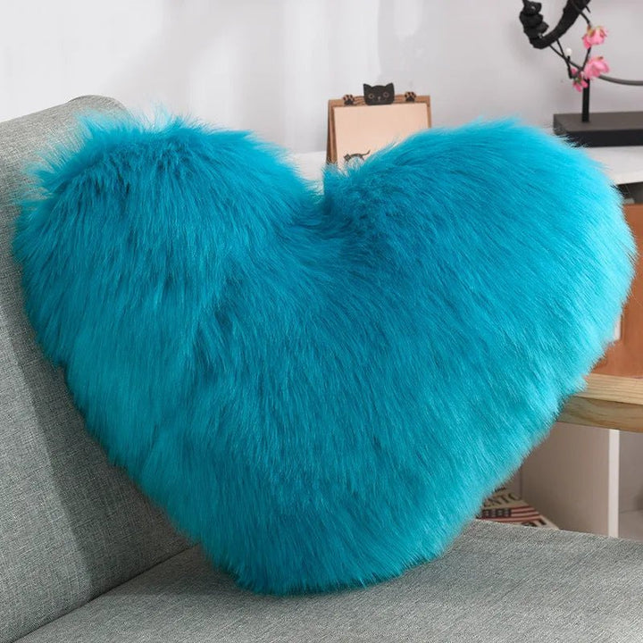 Myk hjerteformet fluffy sofa pute i myk polyester | Skanto