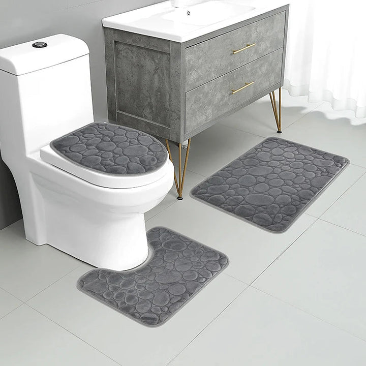 Skanto | Softura – 3-delt sklisikker baderomsmattsett med komfort og stil