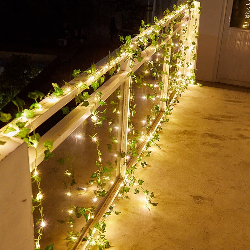 Skanto | IvyGlow Sollys Kjede Ivy | Vanntett | LED Stemningslys for Hage & Balkong | Dekor for Utendørsområder