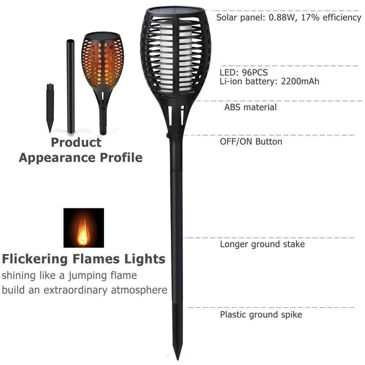 2 PCS Solcelle LED Lommelykt Dansende Flamme Utgave | Skanto
