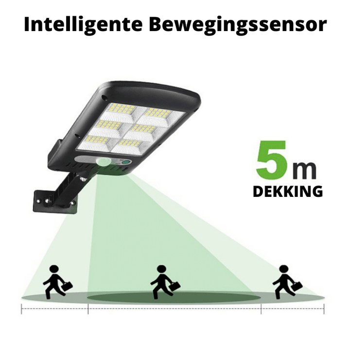 SolarBright Gartenleuchte med Bewegungsmelder – Kabellose IP65 LED-Außenleuchte med Fernbedienung og 6000K kalt lys