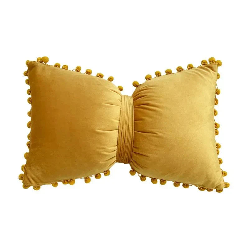 Solid Candy Colour Tasseled Cushion Cover Velvet 50x30cm | Skanto