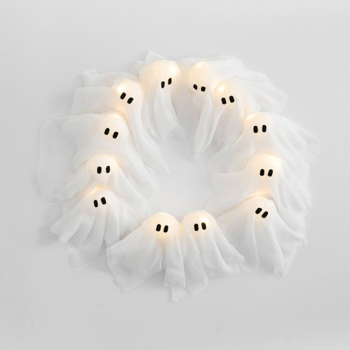 Skanto | SPOOKGLOW – LED Spøkelseskrans med 12 Opplyste Ånder