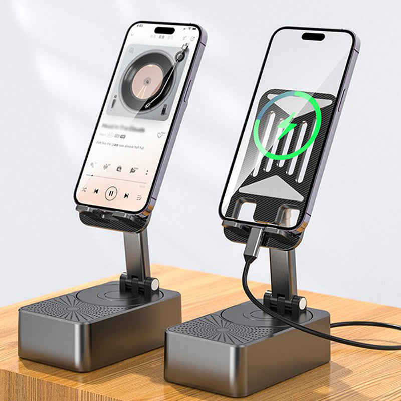 Skanto | 3 i 1 - trådløs Bluetooth-høyttaler, ladestasjon, telefonstativ
