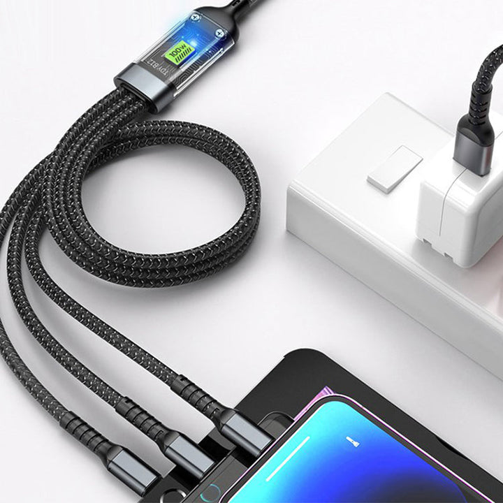 Skanto | Gjennomsiktig lysende 3-i-1 superrask ladekabel