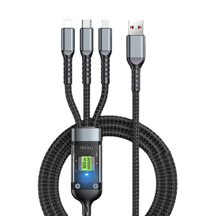 Skanto | Gjennomsiktig lysende 3-i-1 superrask ladekabel