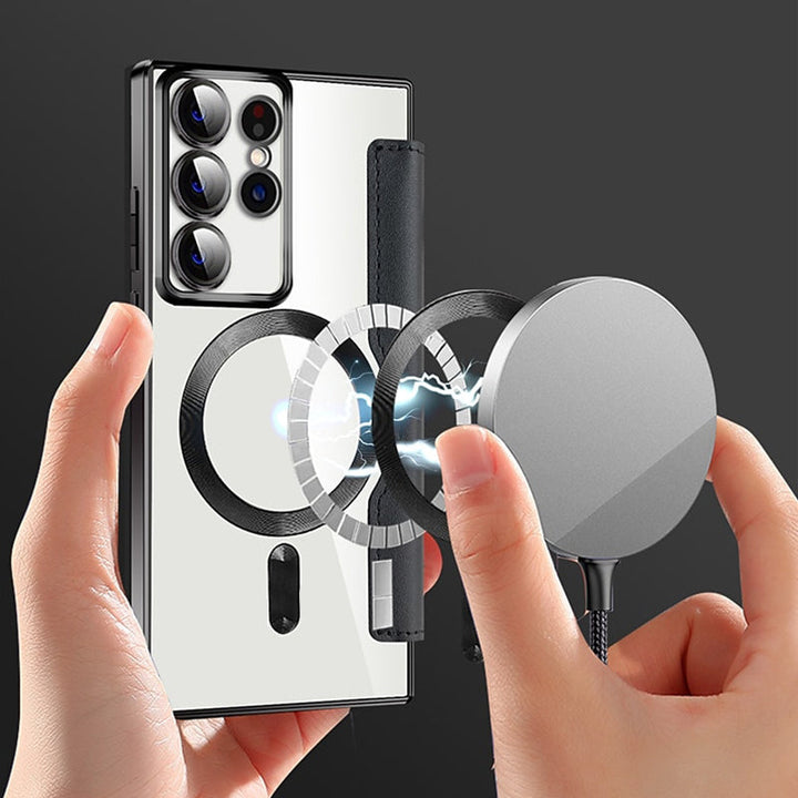 Magnetische Samsung Flip-Hülle | Lederoptik mit Kartenfach