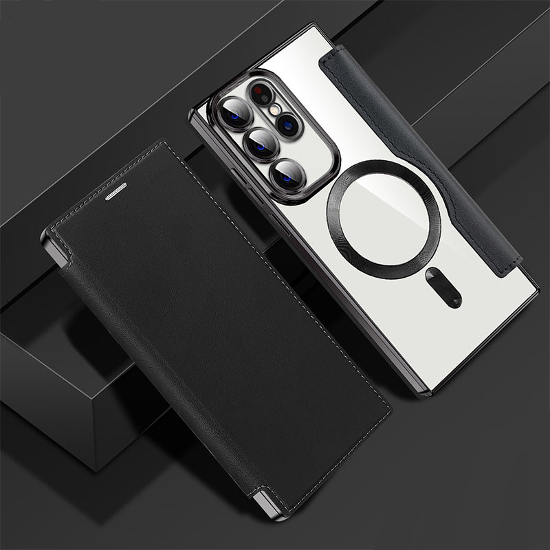Magnetische Samsung Flip-Hülle | Lederoptik mit Kartenfach