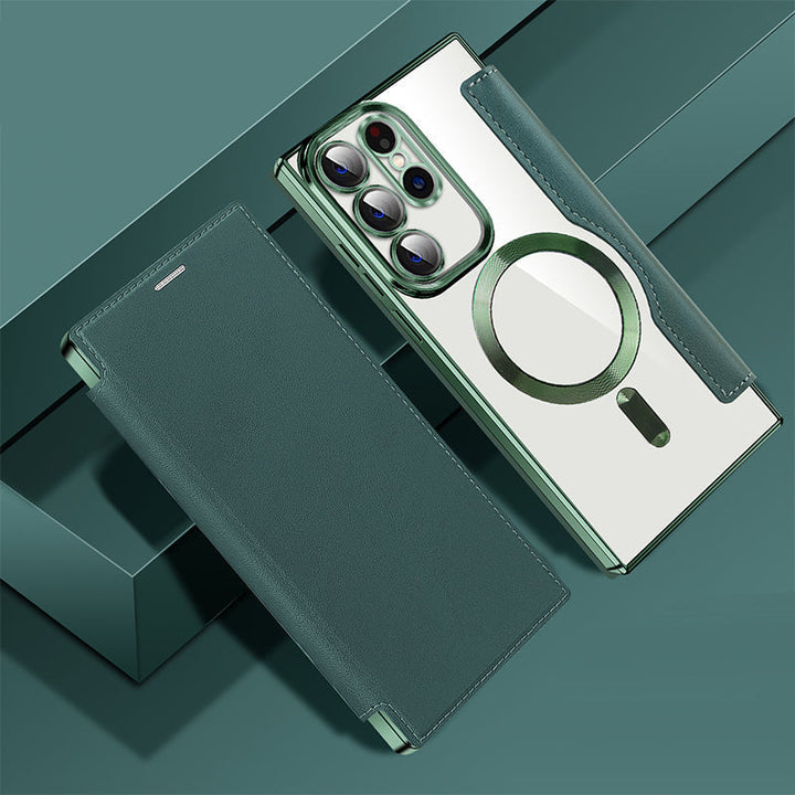 Magnetische Samsung Flip-Hülle | Lederoptik mit Kartenfach