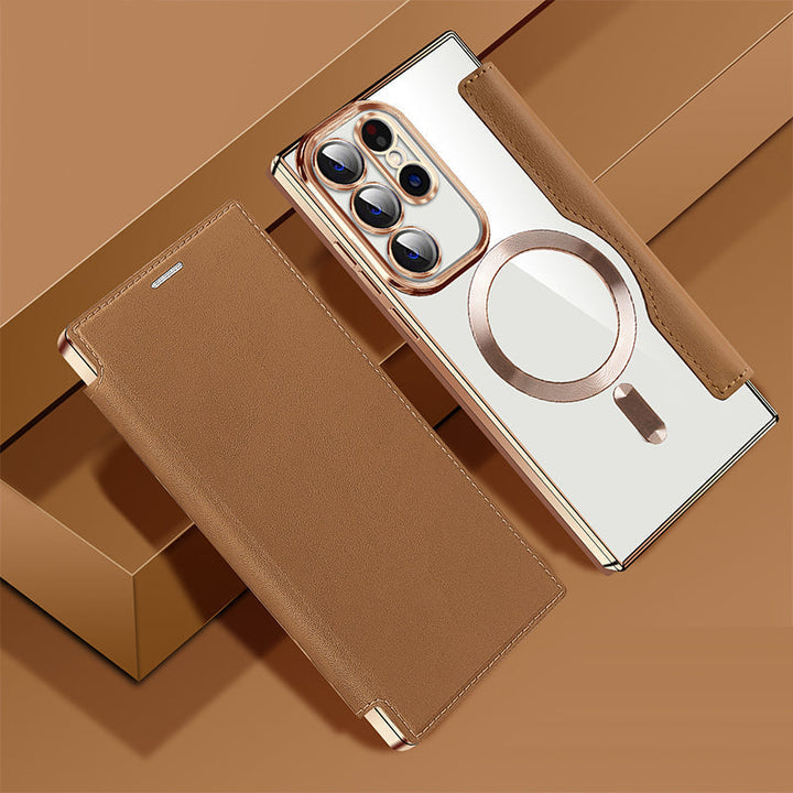 Magnetische Samsung Flip-Hülle | Lederoptik mit Kartenfach
