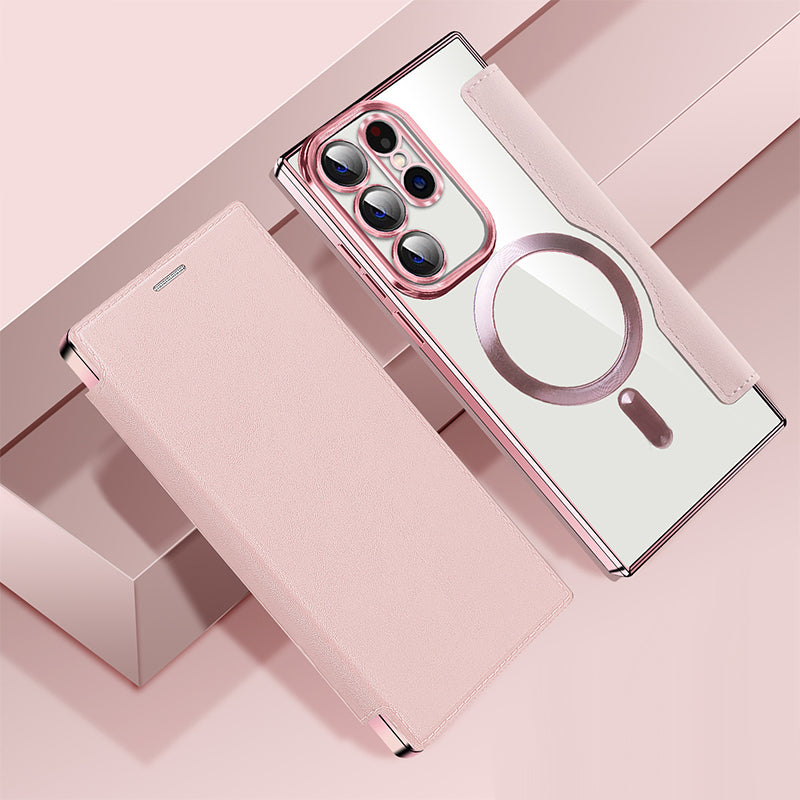 Magnetische Samsung Flip-Hülle | Lederoptik mit Kartenfach