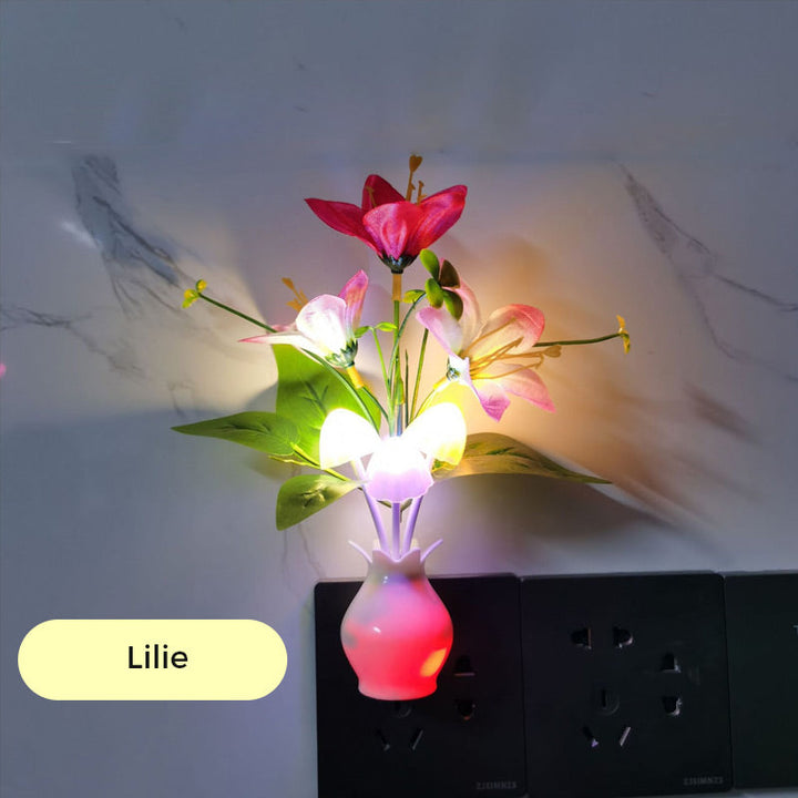 Skanto | LED-nattlampe i form av simulerte blomster med intelligent styring for soverommet