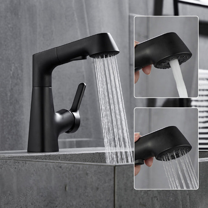 Skanto | Moderne baderomsservantkran med uttrekkbart sprayhode – 360° sving og dual-mode vannstrøm