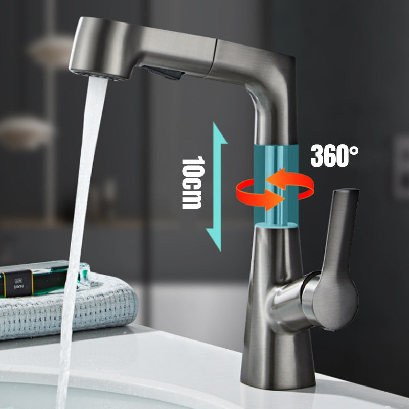 Skanto | Moderne baderomsservantkran med uttrekkbart sprayhode – 360° sving og dual-mode vannstrøm