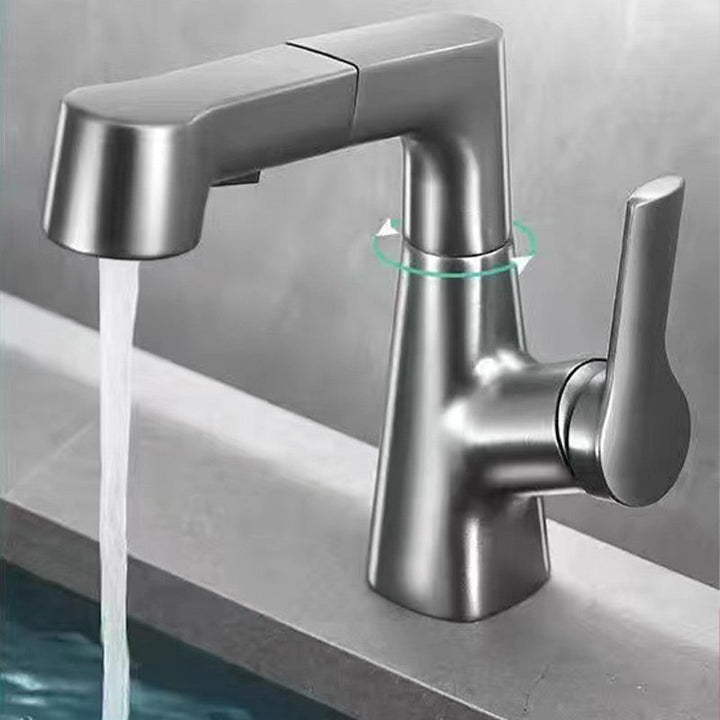 Skanto | Moderne baderomsservantkran med uttrekkbart sprayhode – 360° sving og dual-mode vannstrøm