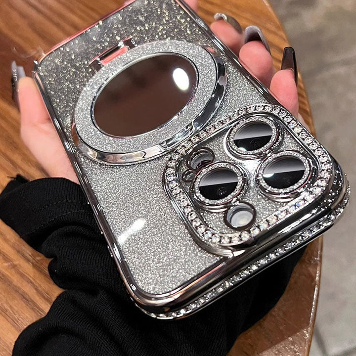 Skanto | Telefonveske med Speil Magnetisk Stativ Glitter
