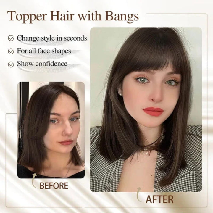 Skanto | Naturlig Hårstykke med Bangs for Kvinner